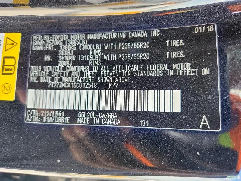 2016 LEXUS RX 350 BASE  