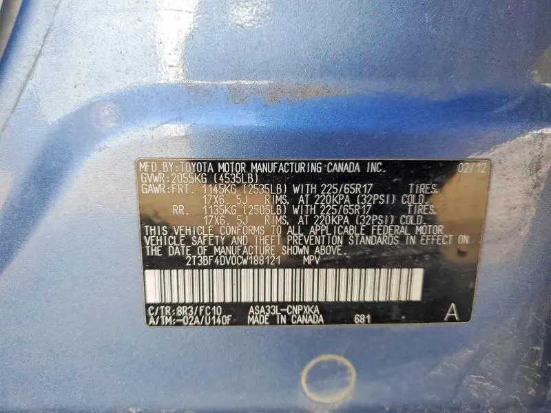 2012 TOYOTA RAV4 BASE  