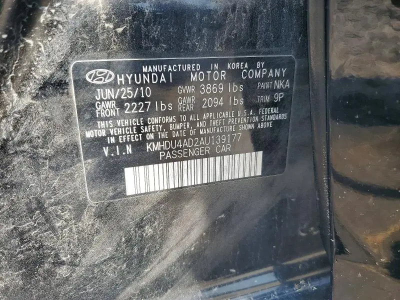 2010 HYUNDAI ELANTRA SE  