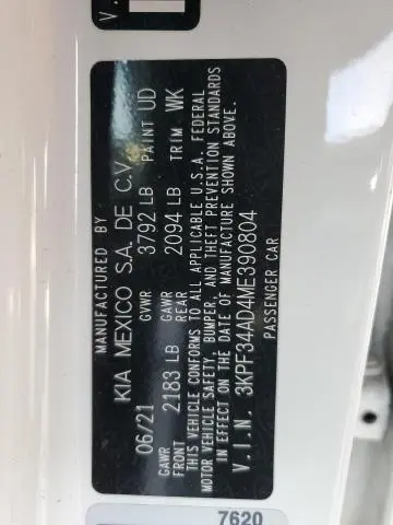 2021 KIA FORTE GT LINE  