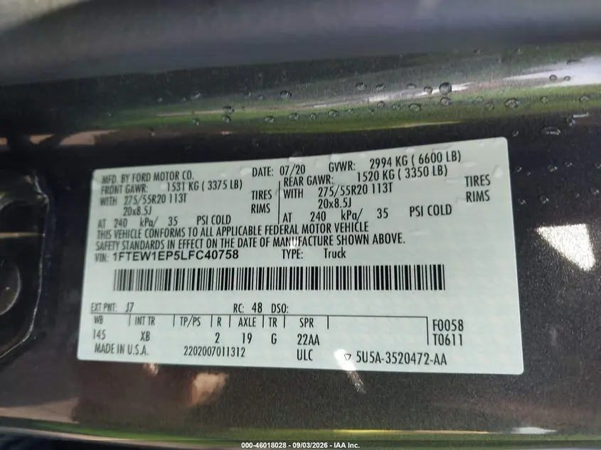 2020 FORD F-150 XLT