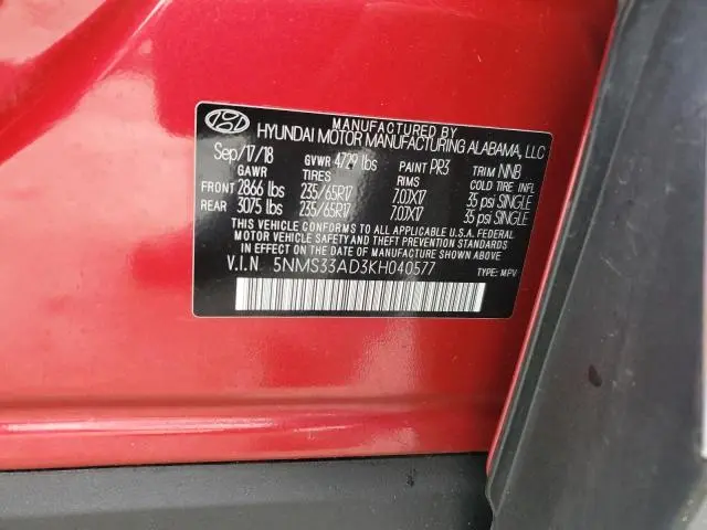 2019 HYUNDAI SANTA FE SEL  