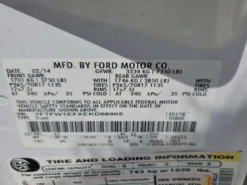 2014 FORD F150 SUPERCREW  