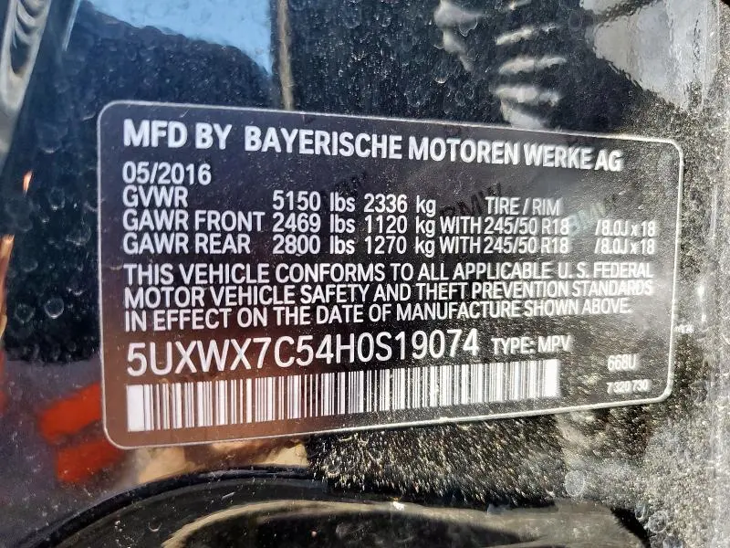 2017 BMW X3 XDRIVE35I  