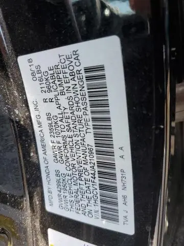 2018 HONDA ACCORD EX  