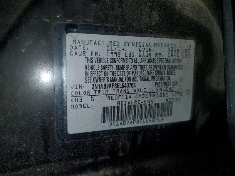 2014 NISSAN SENTRA SR  