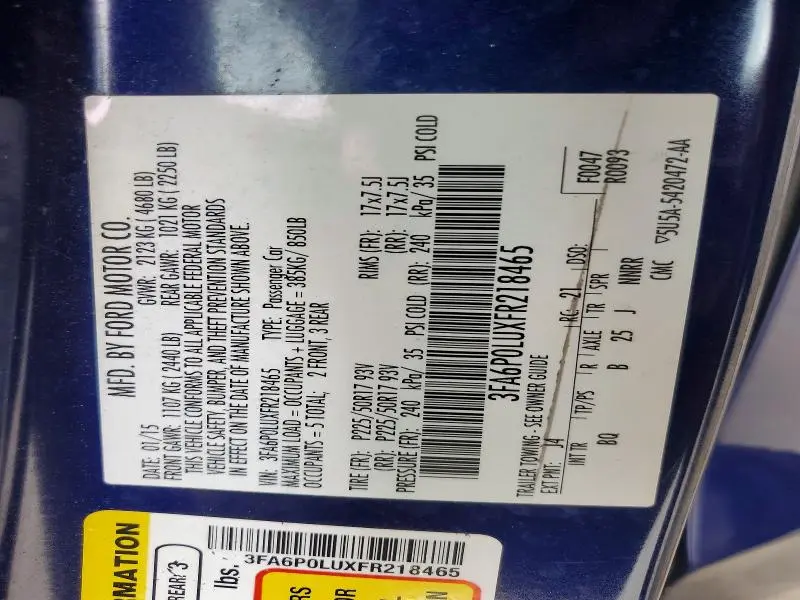 2015 FORD FUSION SE HYBRID  