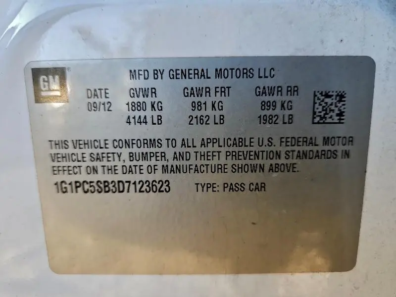 2013 CHEVROLET CRUZE LT  