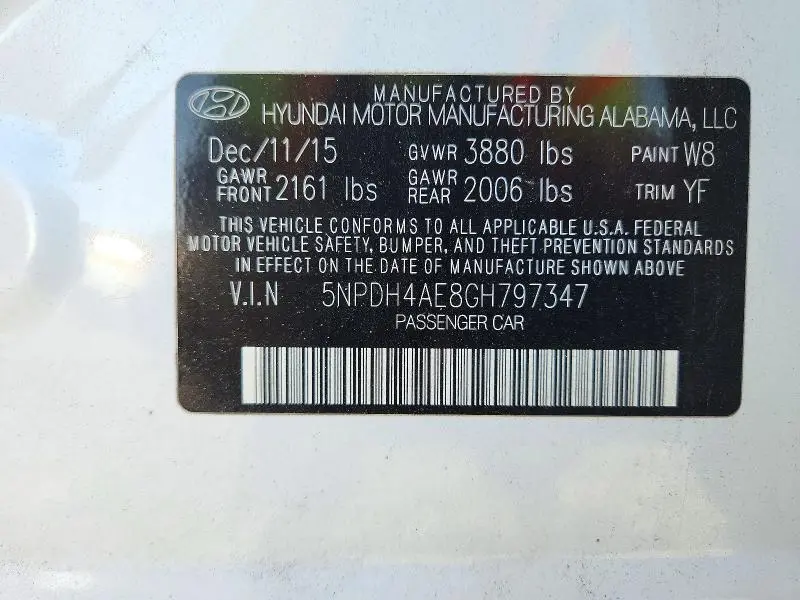 2016 HYUNDAI ELANTRA SE  