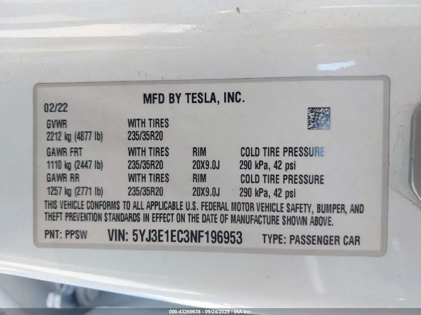 2022 TESLA MODEL 3 PERFORMANCE DUAL MOTOR ALL-WHEEL DRIVE