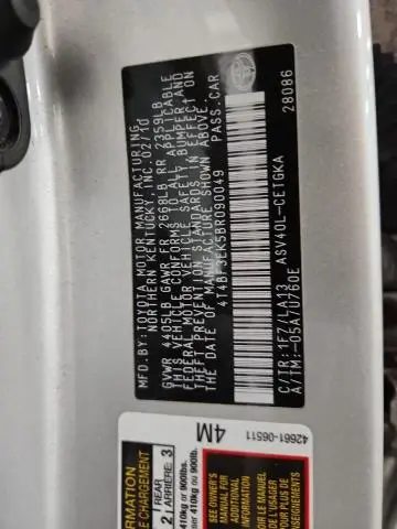 2011 TOYOTA CAMRY BASE  