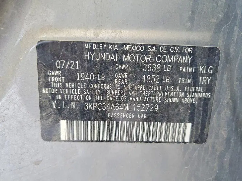 2021 HYUNDAI ACCENT LIMITED  