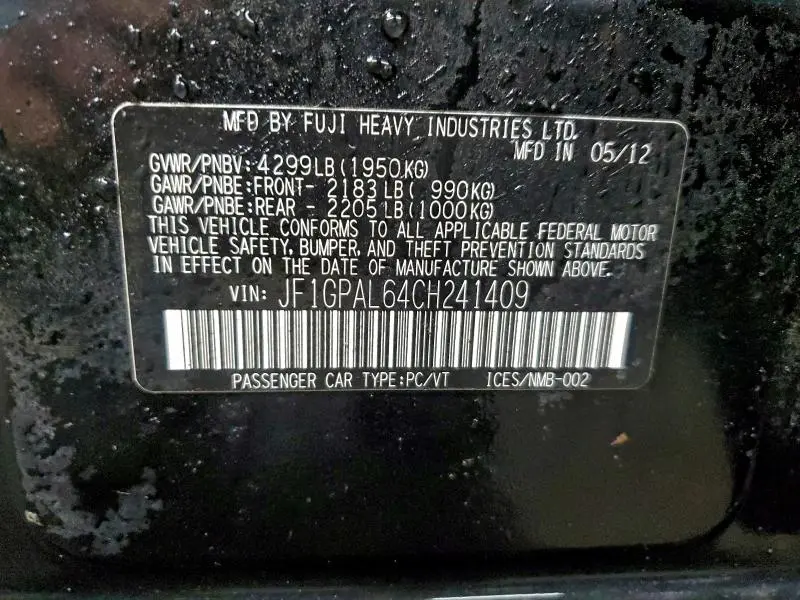 2012 SUBARU IMPREZA SPORT PREMIUM  