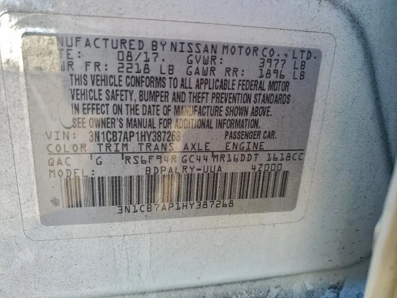 2017 NISSAN SENTRA SR TURBO  