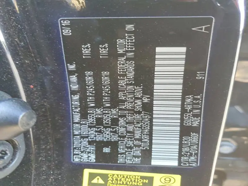 2016 TOYOTA HIGHLANDER XLE  