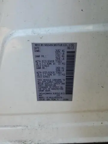 2013 NISSAN PATHFINDER S  