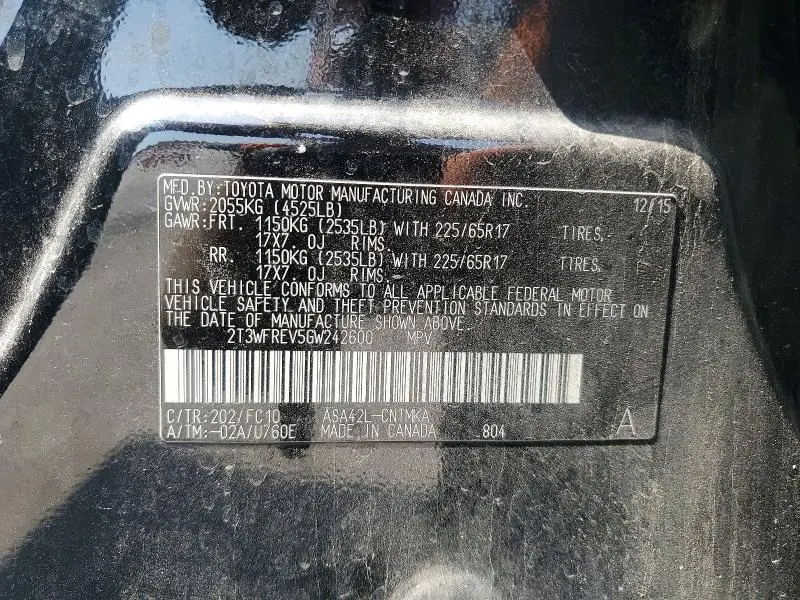 2016 TOYOTA RAV4 XLE  