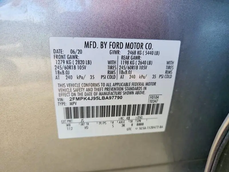 2020 FORD EDGE SEL  