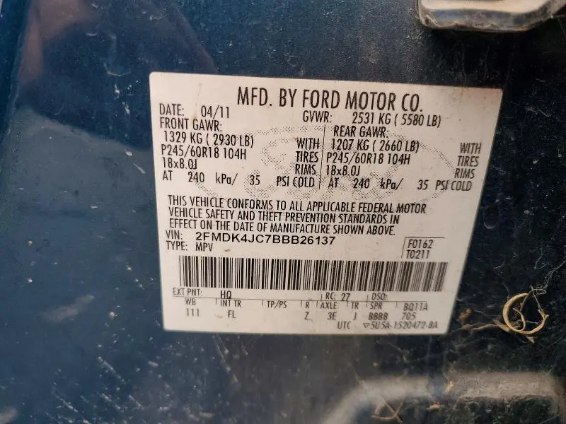 2011 FORD EDGE SEL  