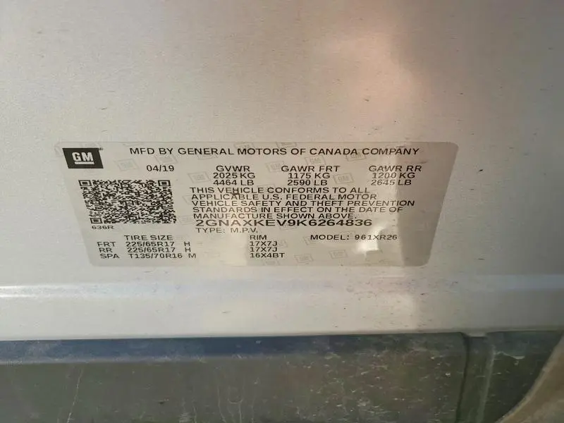 2019 CHEVROLET EQUINOX LT  