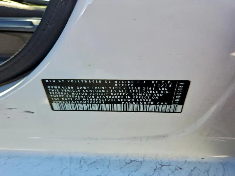 2016 VOLKSWAGEN JETTA S  