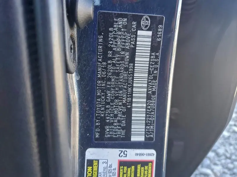 2018 TOYOTA CAMRY SE  