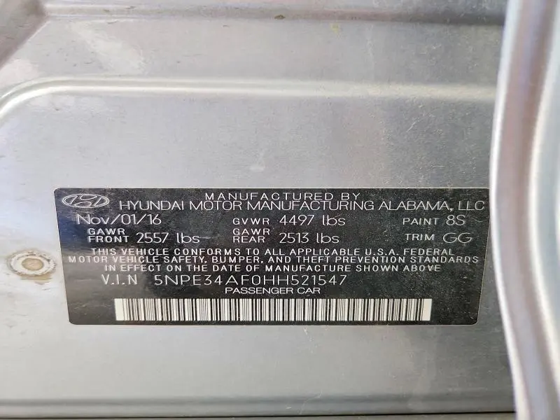 2017 HYUNDAI SONATA LIMITED  