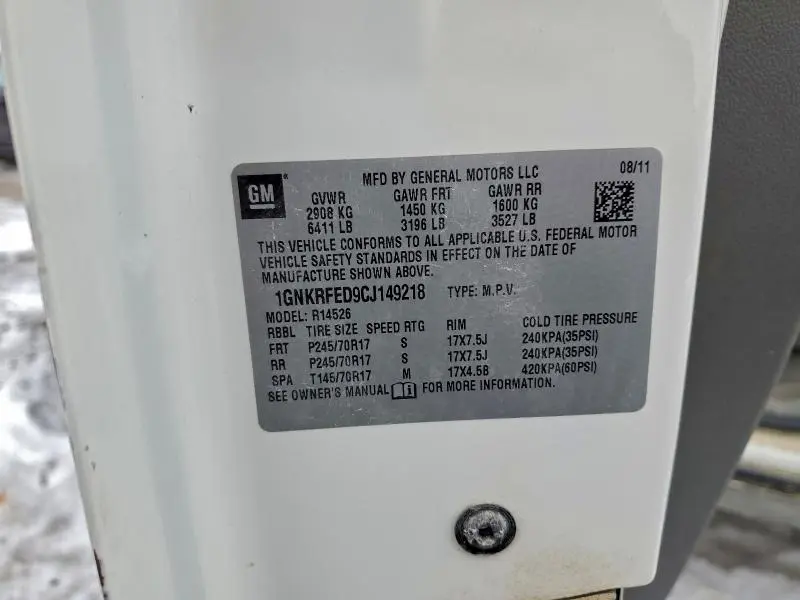 2012 CHEVROLET TRAVERSE LS  