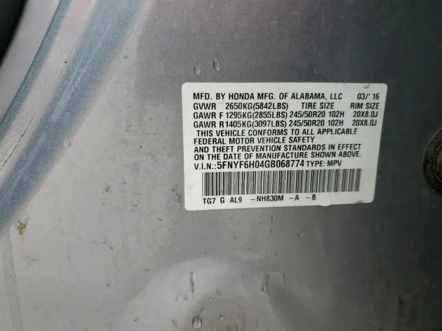 2016 HONDA PILOT ELITE  