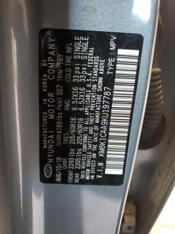 2019 HYUNDAI KONA SE  