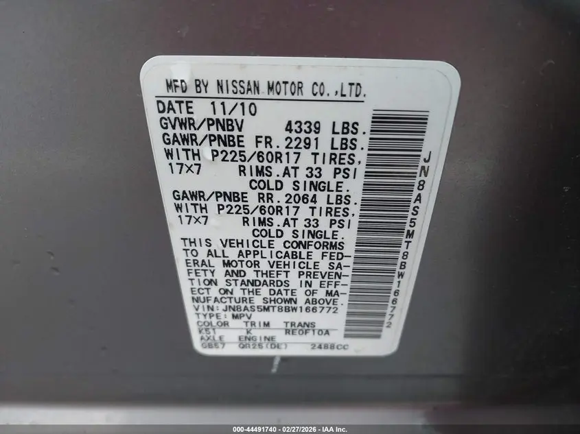 2011 NISSAN ROGUE SV