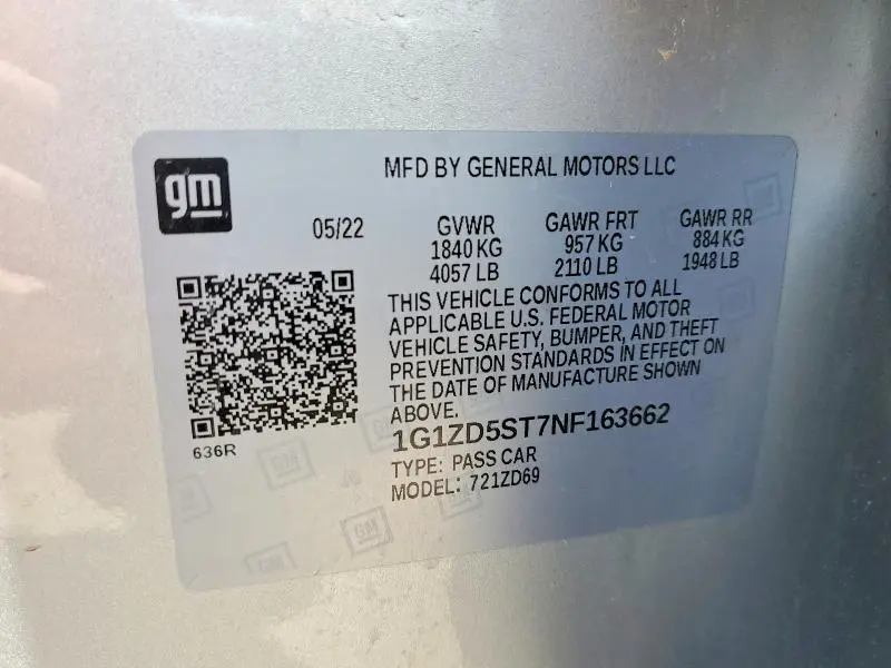 2022 CHEVROLET MALIBU LT  