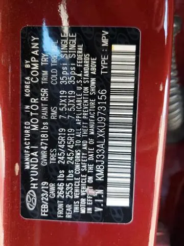 2019 HYUNDAI TUCSON LIMITED  