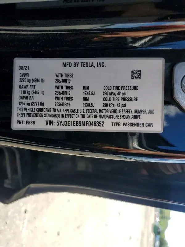 2021 TESLA MODEL 3   