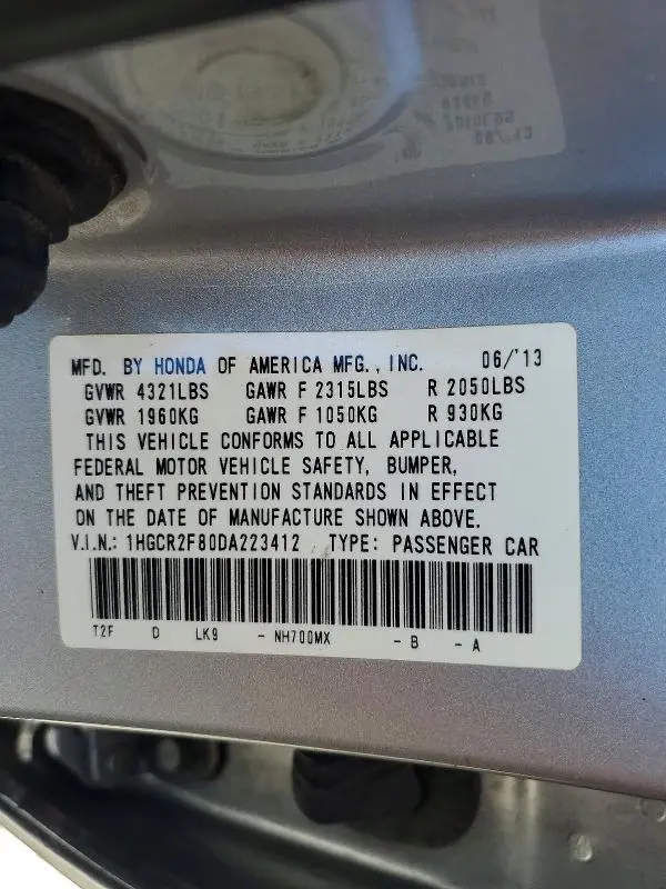 2013 HONDA ACCORD EXL  