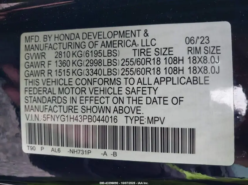 2023 HONDA PILOT AWD EX-L 8 PASSENGER