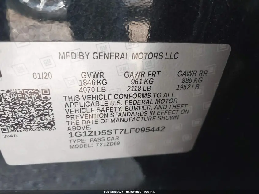 2020 CHEVROLET MALIBU FWD LT