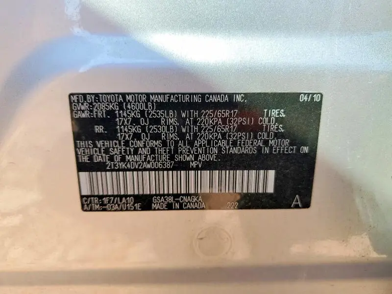 2010 TOYOTA RAV4 LIMITED  