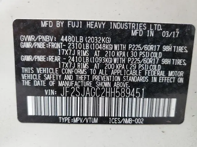 2017 SUBARU FORESTER 2.5I PREMIUM  