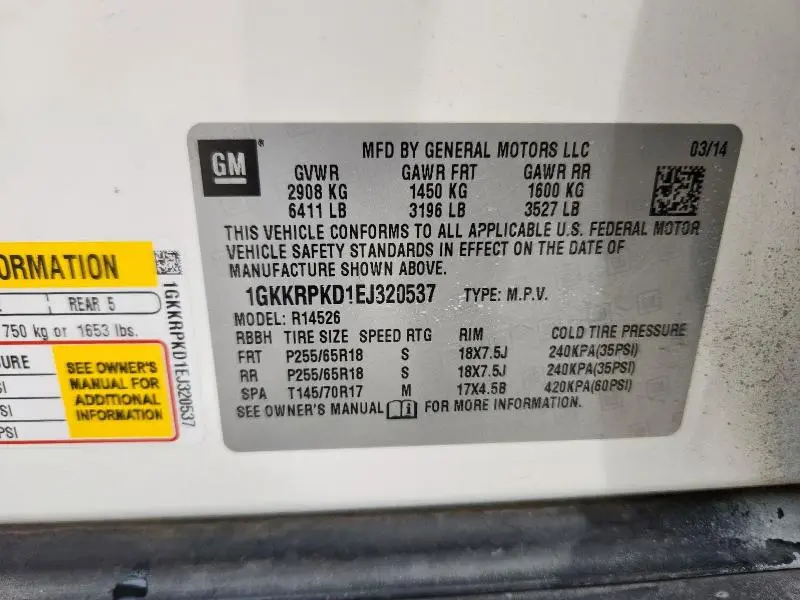 2014 GMC ACADIA SLE  