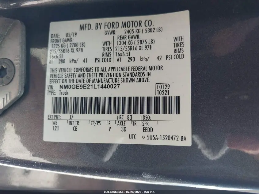 2020 FORD TRANSIT CONNECT  