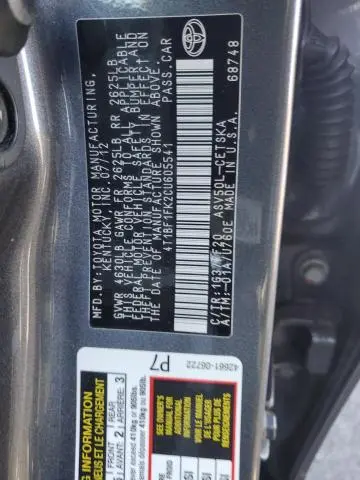 2012 TOYOTA CAMRY BASE  
