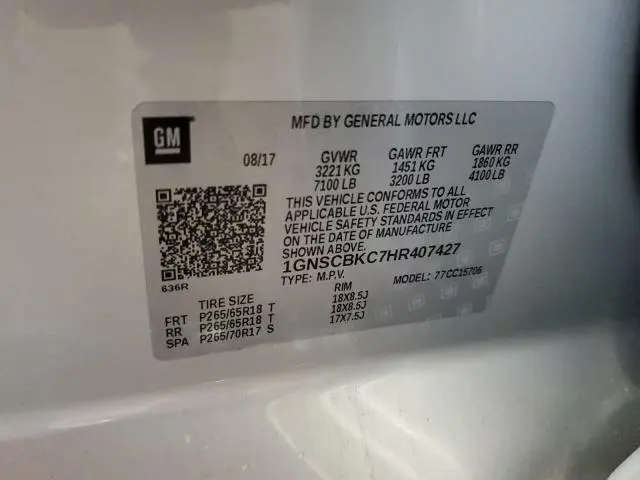 2017 CHEVROLET TAHOE C1500 LT  