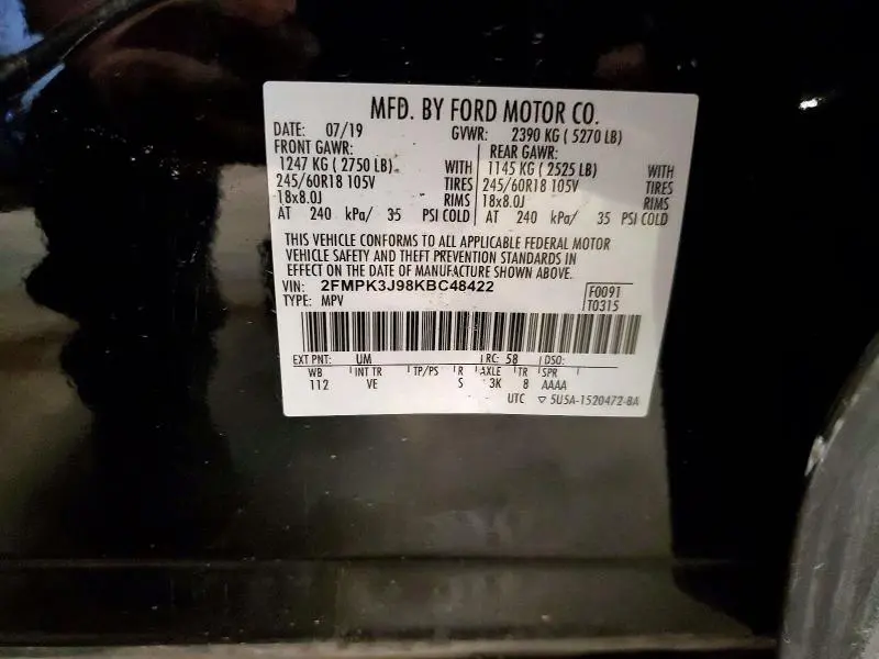 2019 FORD EDGE SEL  