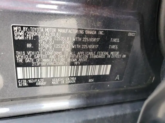 2022 TOYOTA RAV4 XLE  