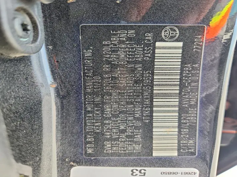 2021 TOYOTA CAMRY   