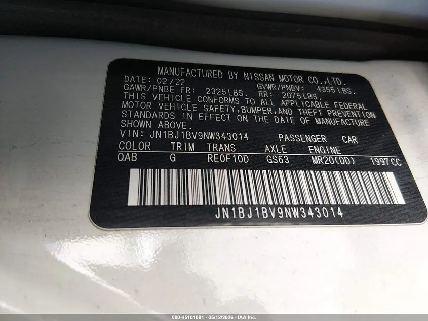 2022 NISSAN ROGUE SPORT SV FWD XTRONIC CVT