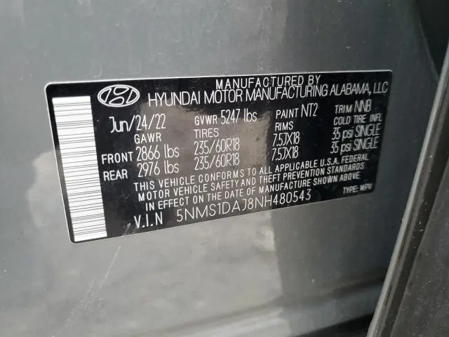 2022 HYUNDAI SANTA FE SE  