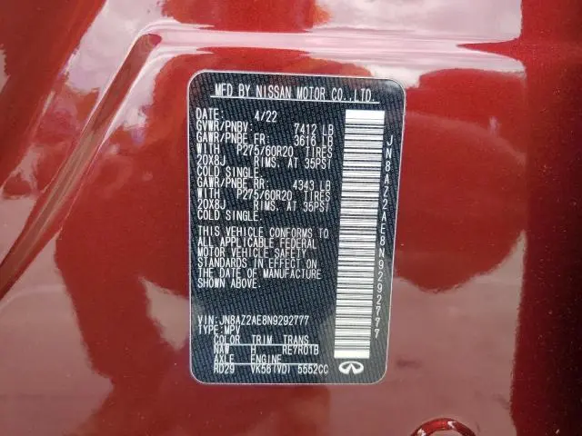 2022 INFINITI QX80 LUXE  