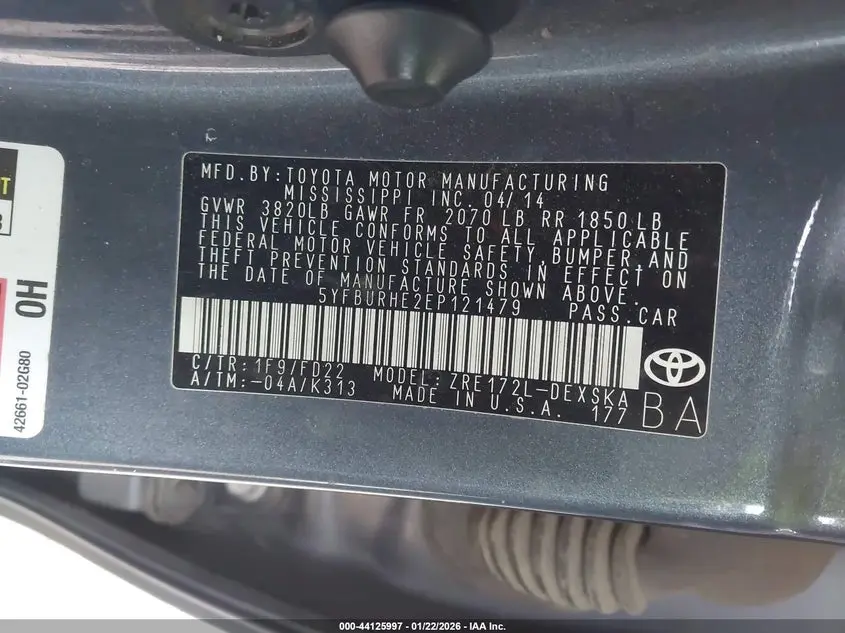 2014 TOYOTA COROLLA S PLUS